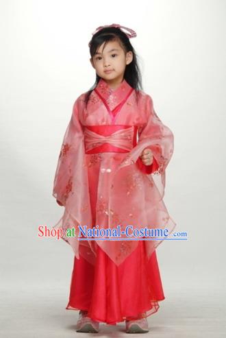 Chinese Happy New Year Celebration Ancient Lucky Red Costumes for Children