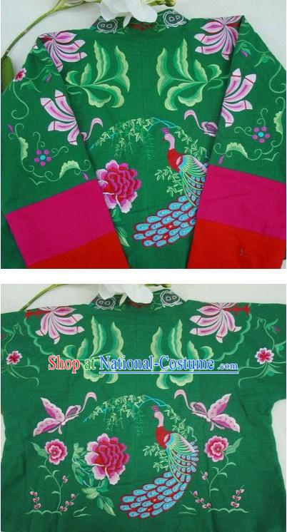 Supreme Chinese Green Flower and Butterfly Winter Cotton Jacket