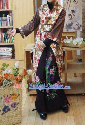 Chinese Classic Handmade Long Cotton Flowery Winter Overcoat