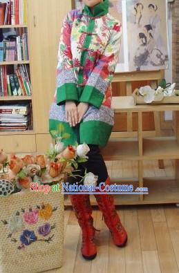 Supreme Chinese Traditional Long Ancient Time Cotton Outercoat for Women