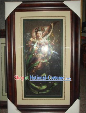 Supreme Chinese All Hand Embroidery Handicraft - Flying Fairy Playing Lute on the Back