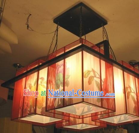 Stunning Chinese Large Peony Parchment Ceiling Lantern