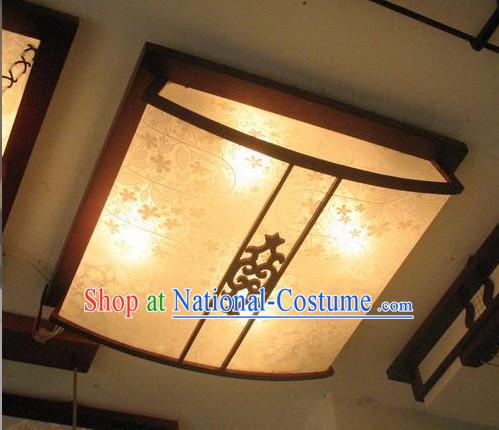 Chinese Traditional Flowery Hand Made Parchment and Wood Ceiling Lantern