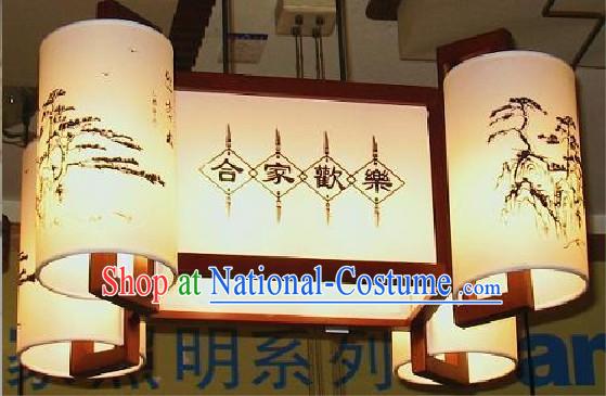 Traditional Book Volume Style Wood Palace Ceiling Lantern - He Jia Huan Le