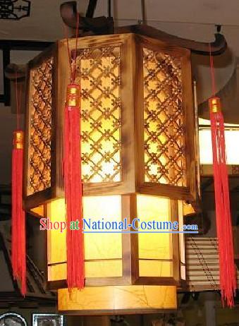 Chinese Classical Hand Made Parchment and Wood Hanging Lantern