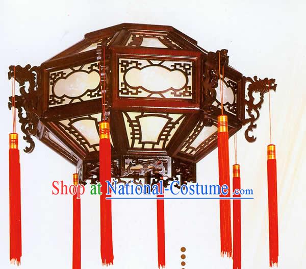 Chinese Hand Made Plain Sheepskin Wooden Ceiling Lantern