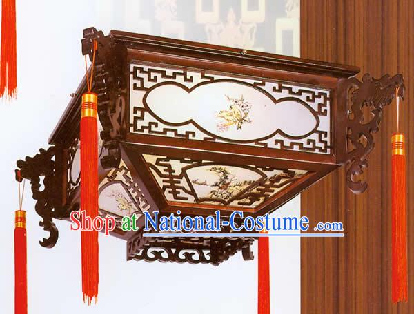 47 Inches Height Chinese Traditional Natural Wood Floor Lantern