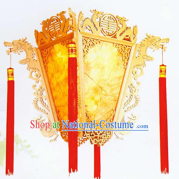 Chinese Classical Natural Double Dragons Palace Ceiling Lantern