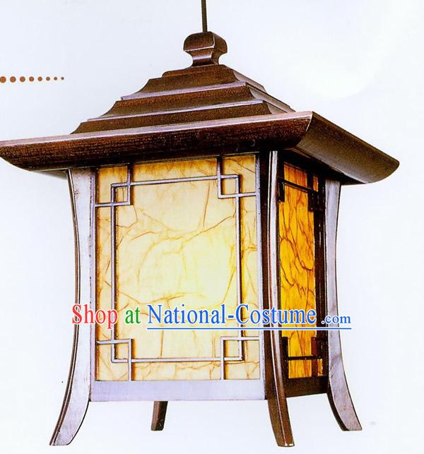 Chinese Hand Made Pavilion Shape Wooden Ceiling Lantern