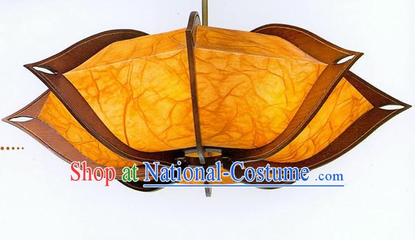 Chinese Traditional Hand Made Flower Shape Sheepskin Wooden Ceiling Lantern