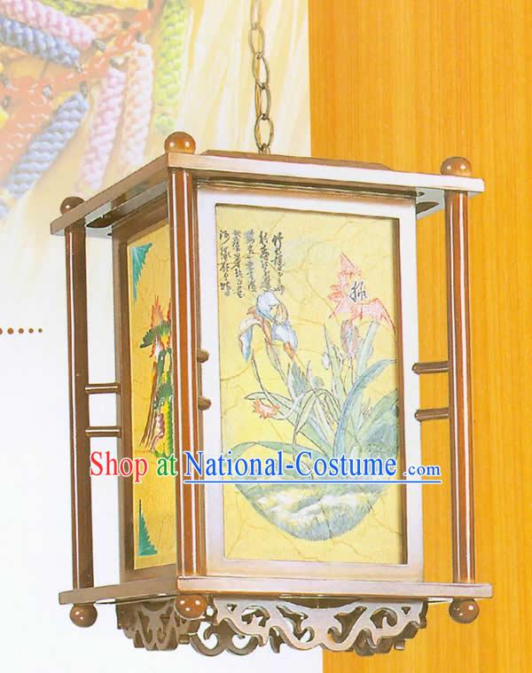 Chinese Classical Hand Made Wooden Hanging Lantern - Traditional Paint