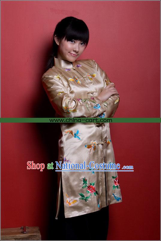 Traditional Chinese Stunning Hand Embroidered Butterfly Coat _Tang Suit_