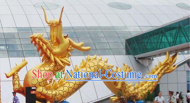 315 Inches Large Happy Celebration Inflatable Gold Raising Dragon