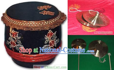 Traditional Chinese Drum, Gongs and Cymbals Music Instrument Complete Set
