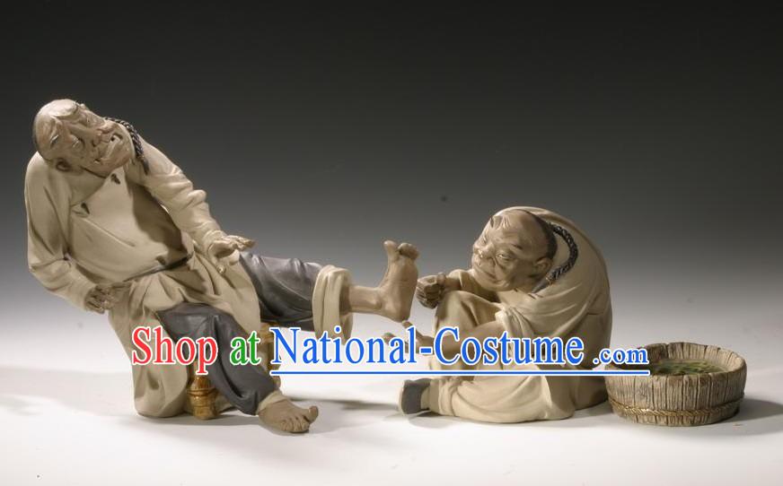 Chinese Classic Shiwan Ceramics Statue Arts Collection - Massage