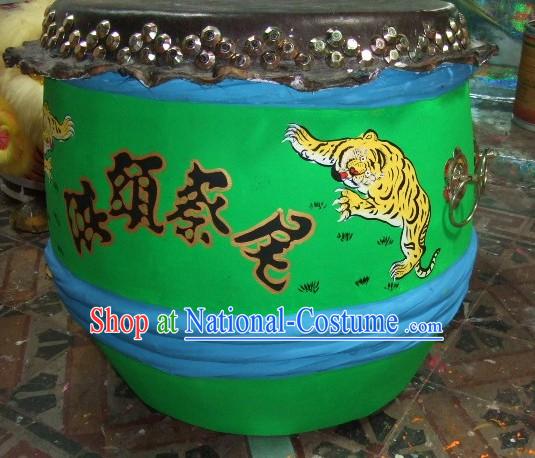 Supreme Chinese Luminous Large Hand Painted Kung Fu Tiger Wooden and Cowhide Drum _glow in dark_