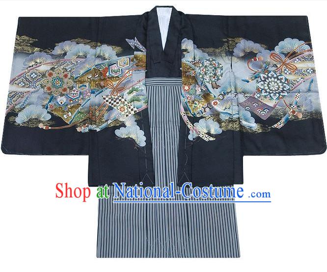 Supreme Traditional Japanese Kimono 10 Pieces Full Set for Five Years Boy