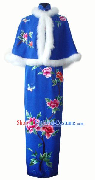 Chinese Traditional Cape and Long Cheongsam Complete Set