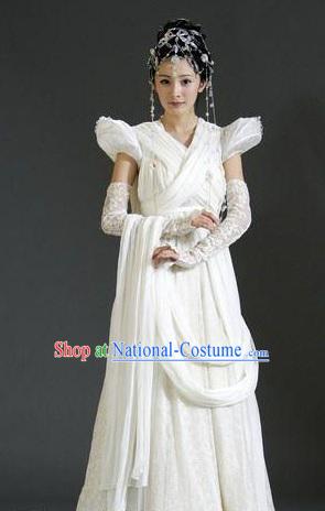 TV Drama Chinese Paladin Wedding Dress and Hair Accessories Complete Set