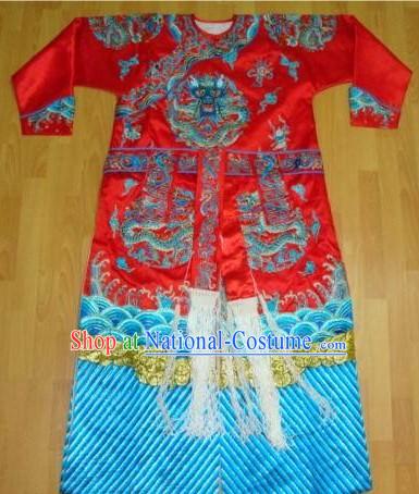 Hand Embroidered and Made Traditional Qing Dynasty Red Costumes