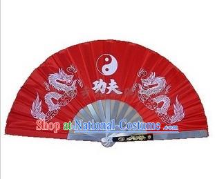 Red Kung Fu Stainless Steel Metal Fan