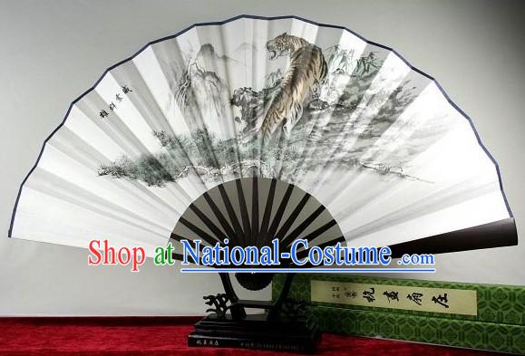 Chinese Handmade Chiffon Tiger Fan