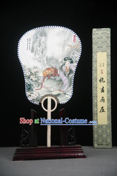 China Ancient Palace Paper Sleeping Beauty Fan with Fan Base