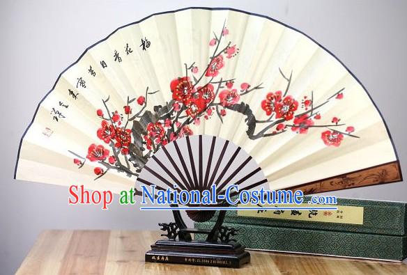 Chinese Hand Painted Plum Blossom Fan