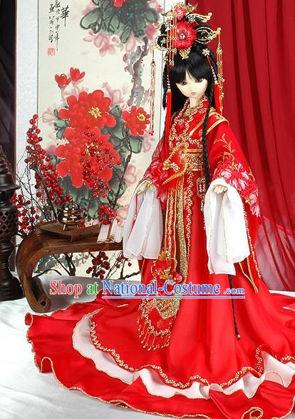 Traditional Chinese Prince Wedding Costumes Complete Set for Bride