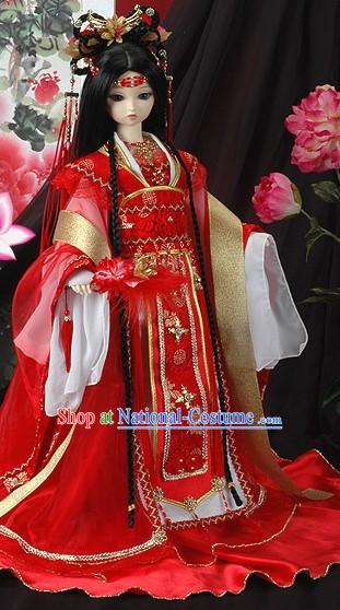 Chinese Classical Lucky Red Princess Wedding Costumes Complete Set for Women