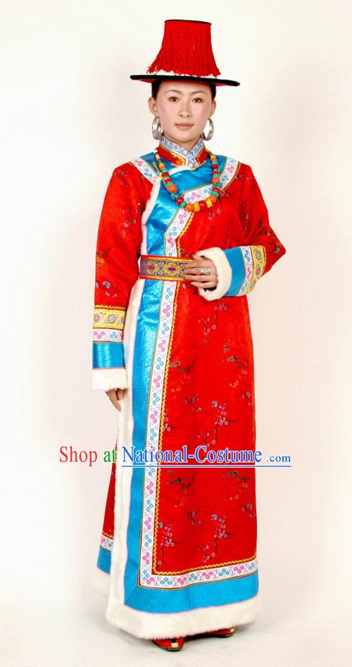 Tibetan Traditional Costumes and Hat Set