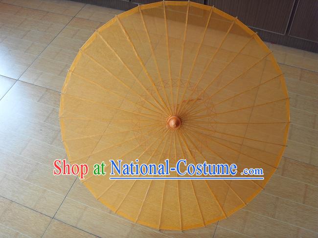 Chinese Hand Made Transparent Yellow Silk Dance Umbrella