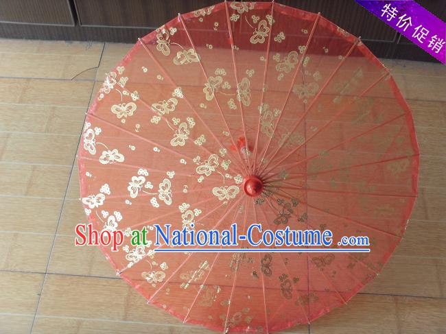 Chinese Hand Made Transparent Silk Dance Umbrella