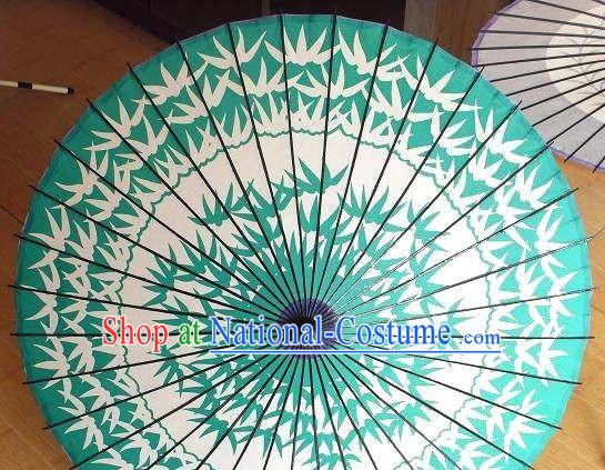 Traditional Chinese Hand Painting Beach, Rain and Sun Umbrella - Bamboo