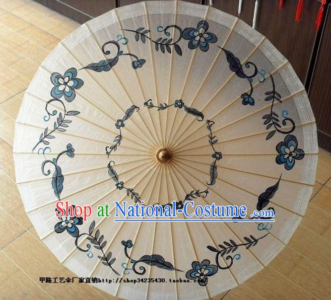 China Hand Painted Ancient Style Blue and White Flower Umbrellas