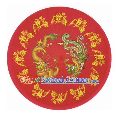 40 Inch Large Chinese Traditional Phoenix and Dragon Wedding Umbrella