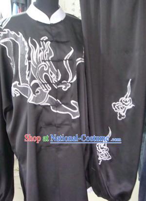 Chinese Professional Black Dragon Sifu Tai Chi Uniform for Men