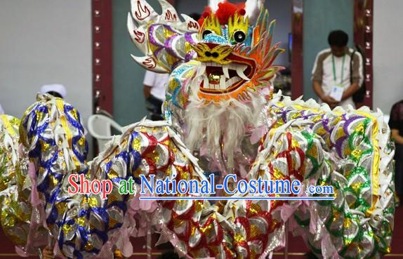 Five Colors Happy Festival Celebration Chinese Shinning Dragon Dance Costumes Complete Set