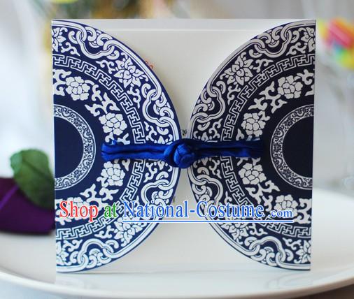 Supreme Hand Made Blue and White Porcelain Chinese Wedding Invitation Cards 20 Pieces Set