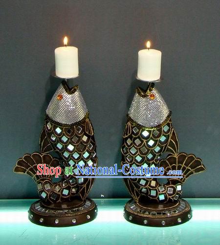 Southeast Asia Thai Arts Fish Candlestick