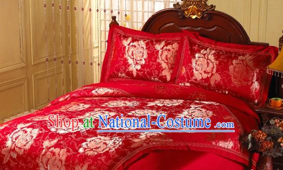 Chinese Lucky Red Qulit Cover and Sheet Cover Wedding Bed Set