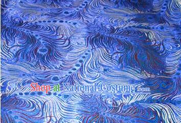 Blue Phoenix Tail Silk Fabric