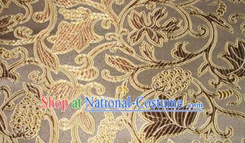 Brown Silk Fabric with Floral Pattern