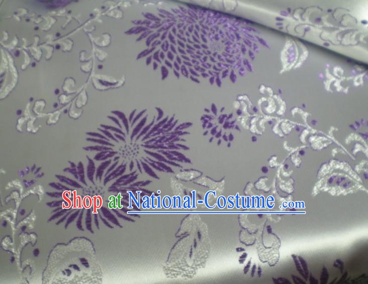 Chinese Traditional White Brocade Fabric