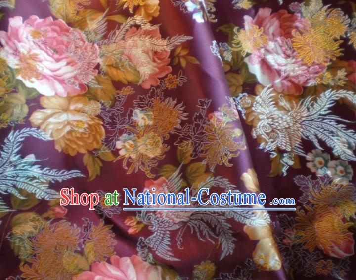 Phoenix and Flower Brocade Fabric