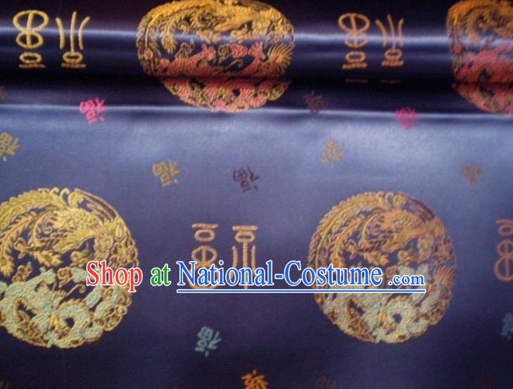 Traditional Dragon and Fu Brocade Fabric