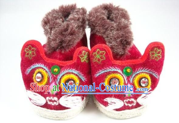 Chinese Handmade Tiger Head Shoes for Kids