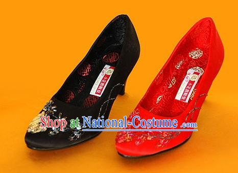 Silk Embroidery and Beaded Shoes