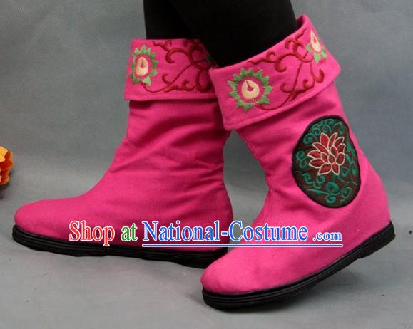 Chinese Embroidered Flower Cloth Boots