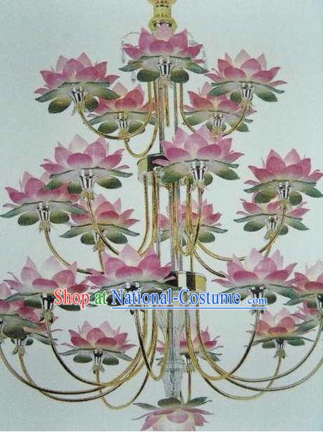 Chinese Lotus Temple Lanterns Tree Set